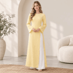 Long Sleeved Robe With Slit Solid Color Wide Leg Pants Two-piece Set