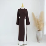 Long Sleeved Robe With Slit Solid Color Wide Leg Pants Two-piece Set - Image 7