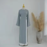Long Sleeved Robe With Slit Solid Color Wide Leg Pants Two-piece Set - Image 6