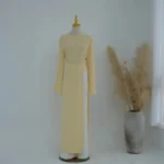 Long Sleeved Robe With Slit Solid Color Wide Leg Pants Two-piece Set - Image 2